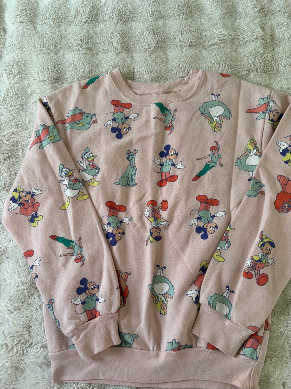 Disney Pink Allover Classic Characters Sweatshirt